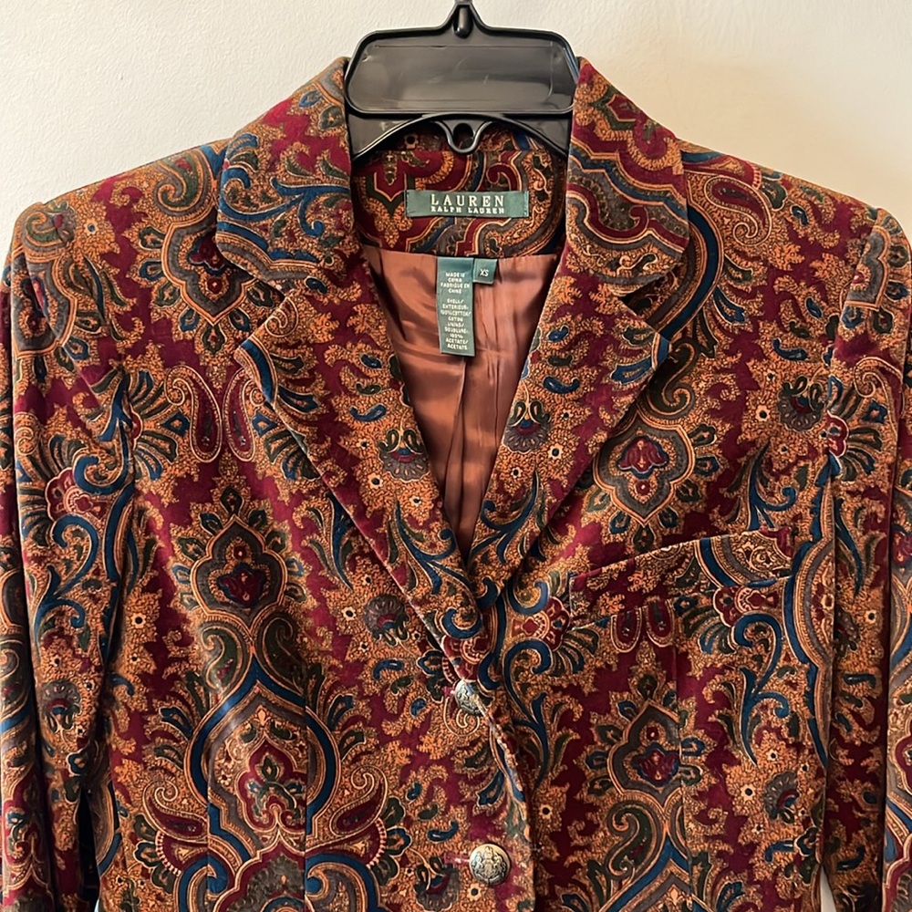 LIKE NEW! RL Velvet Paisley Jacket w/ pockets